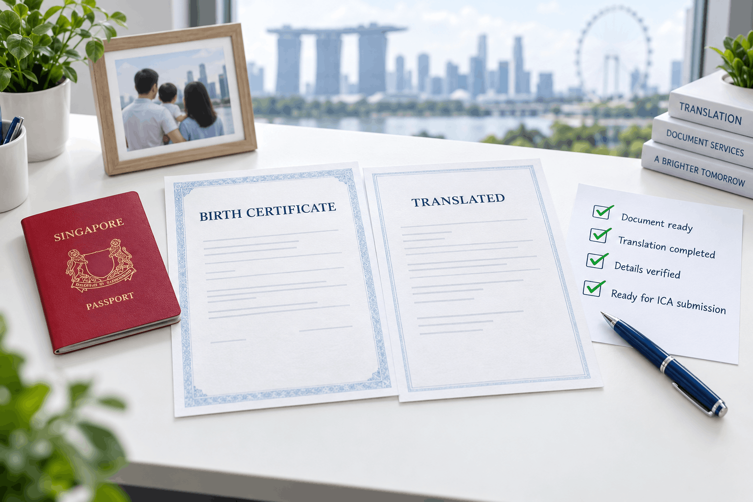 Birth certificate translation checklist for ICA Singapore